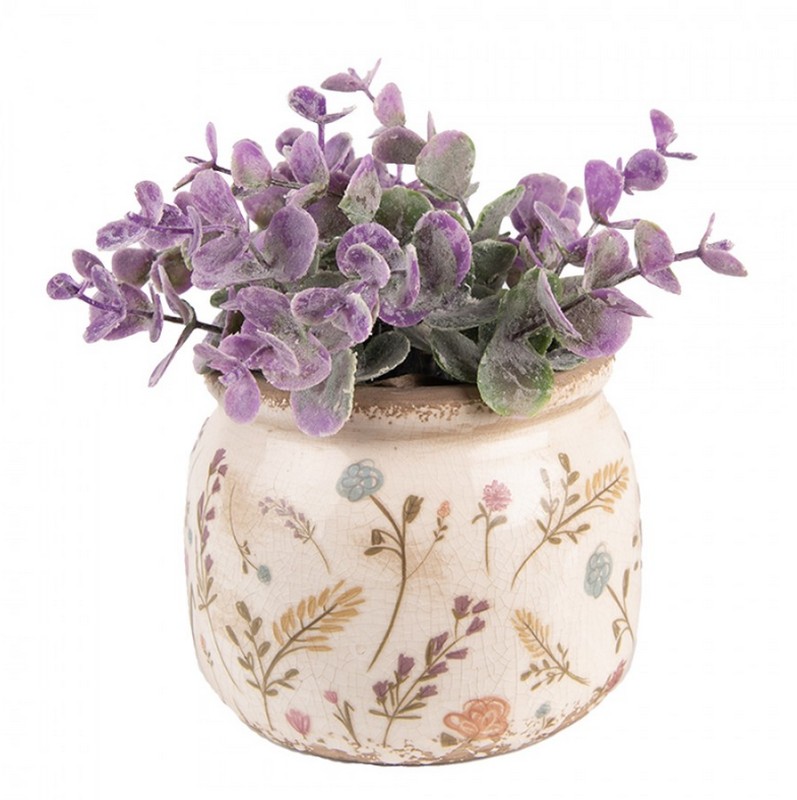 Vaso bombato in stile vintage decorato con fiori di campo
